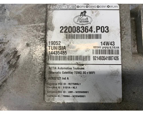 Mack 22008364 telematics control module from 2015 Mack, used - view 3 of 3