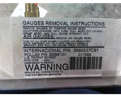 International 3592551C91 gauge panel (3 gauges) from 2006 International 9400i, used - view 3 of 3
