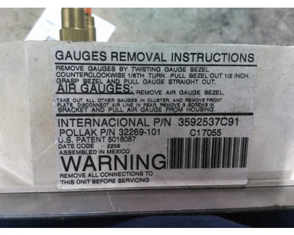 International 3592551C91 gauge panel (3 gauges) from 2006 International 9400i, used - view 3 of 3