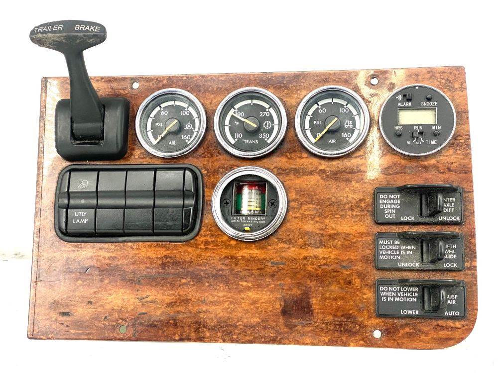 Freightliner A22-60660-001 dash switch & gauge panel from 2009 Freightliner Cascadia 125, used