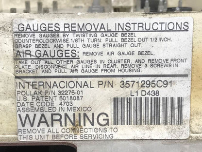 International 3571295C91 instrument cluster from 2005 International 9400I, used - OEM label