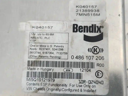 Mack 0486107206 ABS control module from 2013 Mack CXU612, used - view 4 of 4
