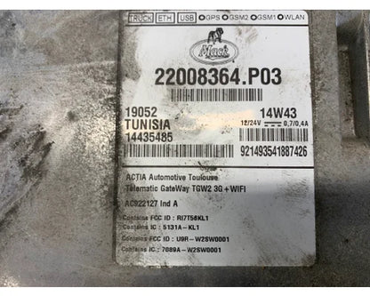 Mack 22008364 telematics control module from 2015 Mack, used - view 3 of 3
