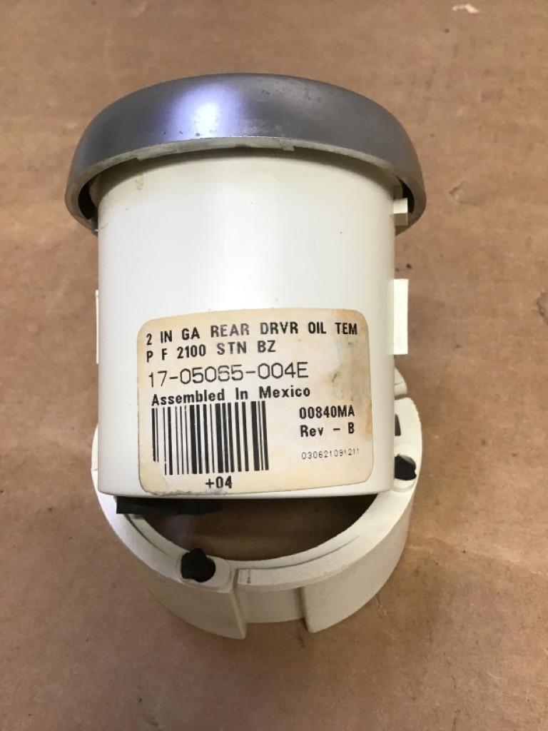 Peterbilt 17-05065-004E rear differential oil temperature gauge (silver trim, 2 in.) from 2004 Peterbilt 387, used - view 2 of 3