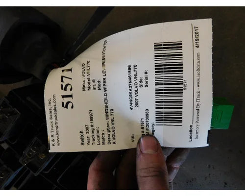 Volvo 20700930 wiper lever / switch from 2007 Volvo VNL770, used - view 5 of 5